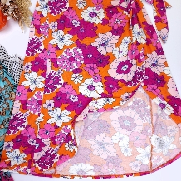 ModCloth Pink Red Floral Skirt Size L - Picture 6 of 11